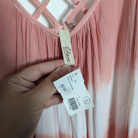 Elan Ruby Jane Tie Dye Sleeveless Shift Tunic Mini Dress Pink Cream Small - Picture 7 of 7